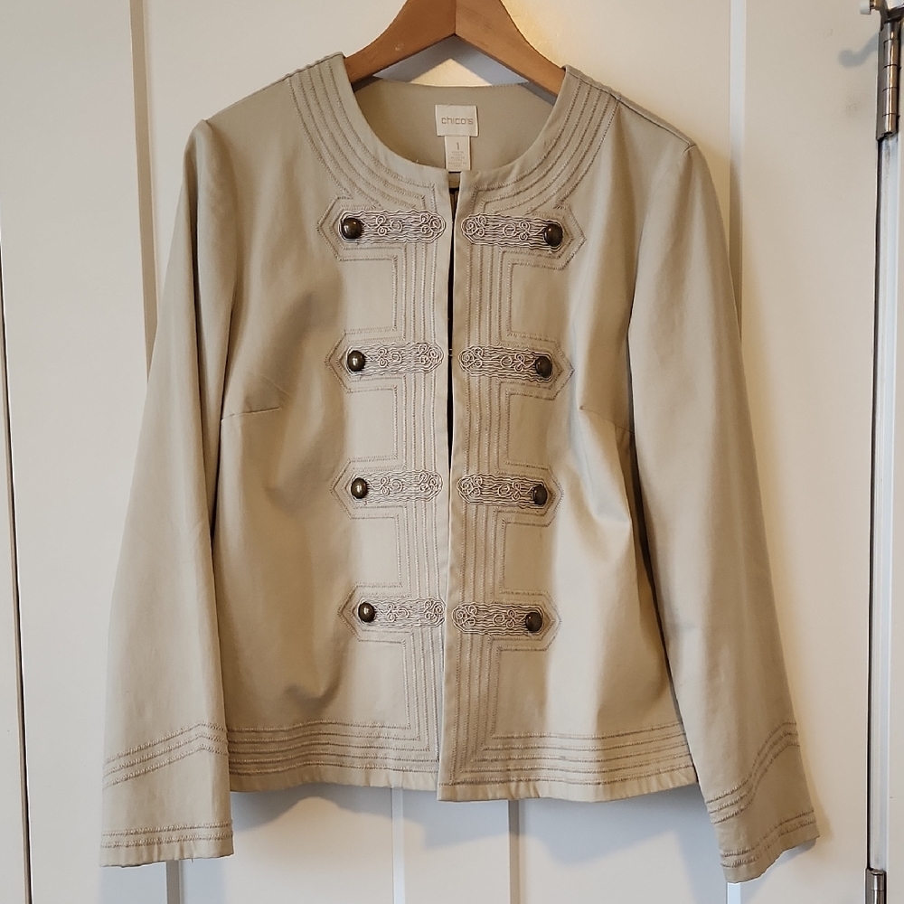 Chico's Beige Embellished Women's Blazer